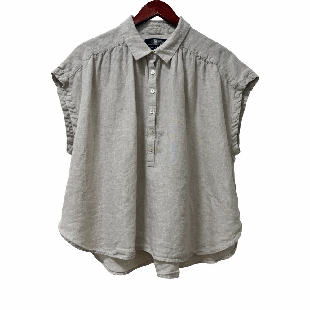 J Crew Baird McNutt New Capitaine Irish Linen Shirt Womens Size XL Neutral Beach